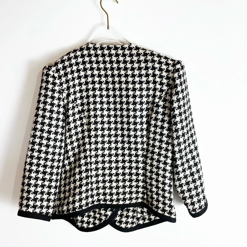 Vtg ETOILE houndstooth Classic Blazer jacket HTF Womens size 8
